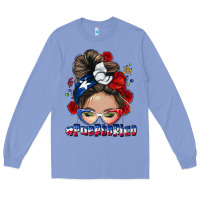 Colony Blue Puerto Rico messy bun Long Sleeve Tee - NancyCooperArtShop