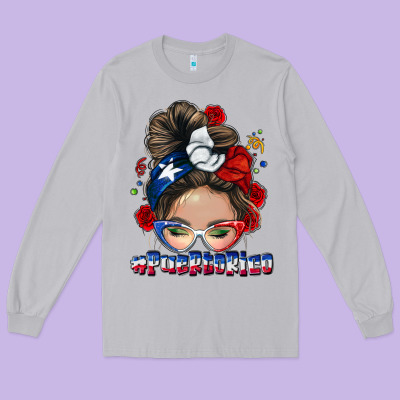 Puerto Rico Messy Bun Long Sleeve Tee Designed By Nancycooperartshop