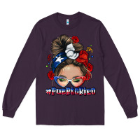 Plum Puerto Rico messy bun Long Sleeve Tee - NancyCooperArtShop