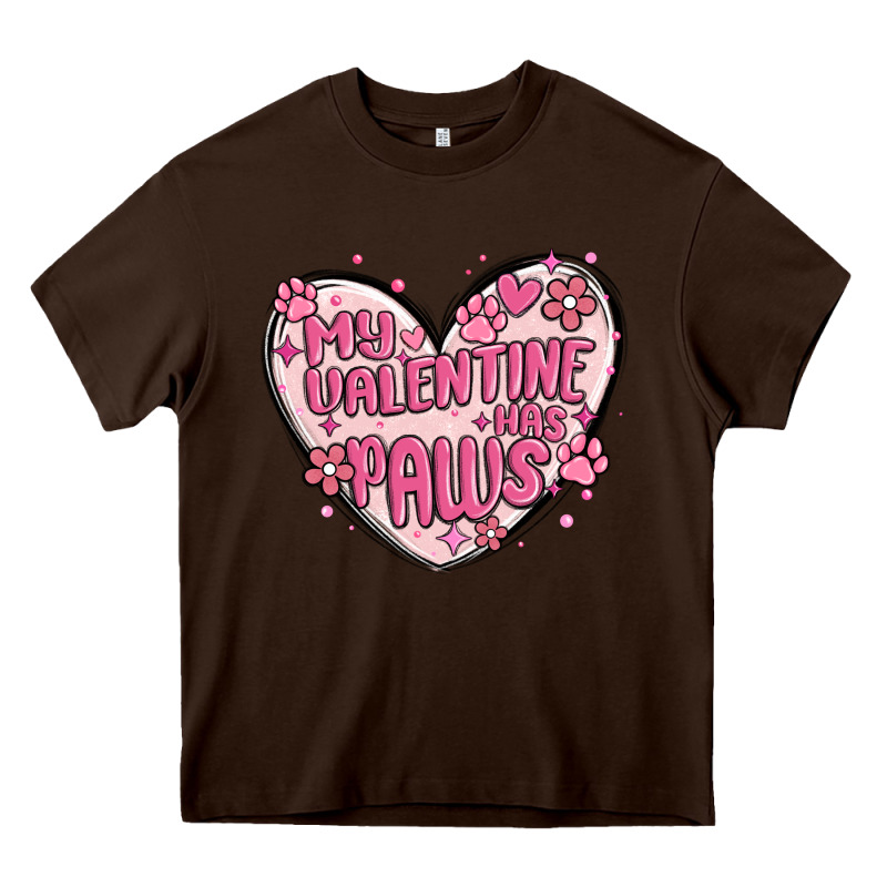 My Valentine Has Paws Heavy Core Tee by MaliasSmallBusiness | Teevron