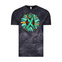 Cloud Black Ovarian Liver Cancer Awareness Sunflower Vintage Tee - RanaPortraitStore