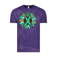 Cloud Purple Ovarian Liver Cancer Awareness Sunflower Vintage Tee - RanaPortraitStore