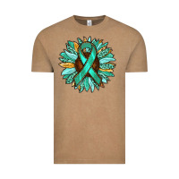 Vintage Coffee Ovarian Liver Cancer Awareness Sunflower Vintage Tee - RanaPortraitStore