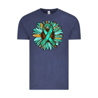 Vintage Denim Ovarian Liver Cancer Awareness Sunflower Vintage Tee - RanaPortraitStore