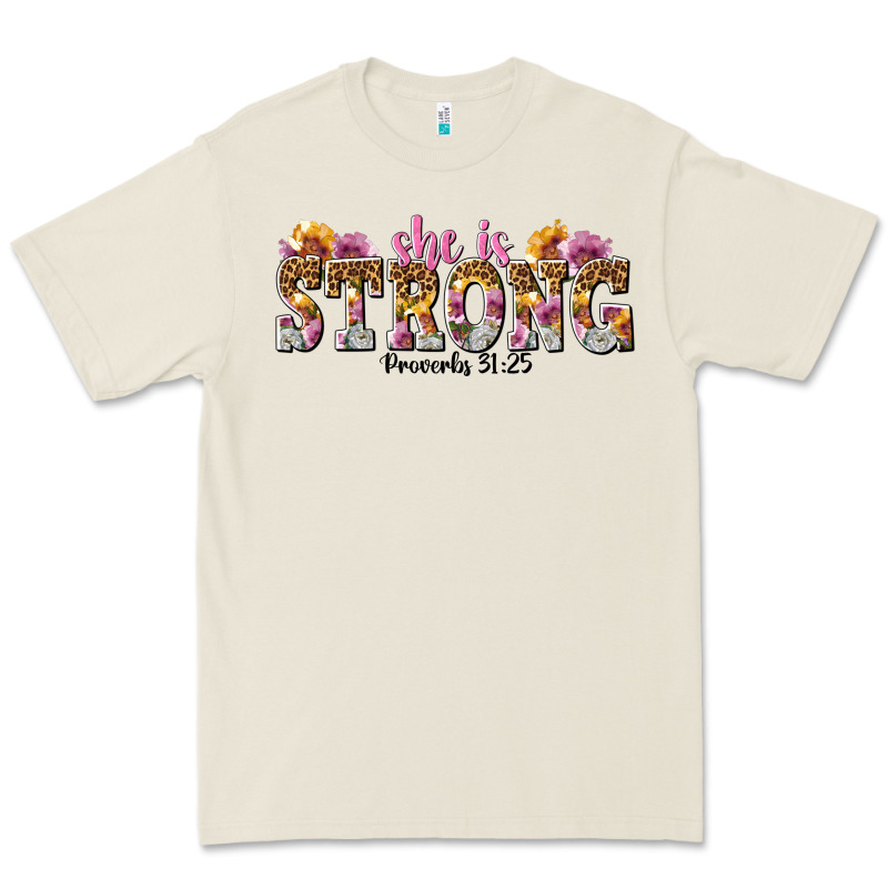 She Is Strong Proverbs 31 25 Premium Tee by NancyCooperArtShop | Teevron