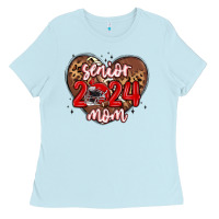 Baby Blue senior 2024 mom football Ladies Tee - MaliasSmallBusiness