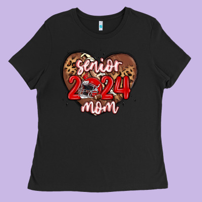 Senior 2024 Mom Football Ladies Tee Designed By Maliassmallbusiness