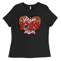 Black senior 2024 mom football Ladies Tee - MaliasSmallBusiness