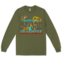 Army Green Raised on Country and Sunshine Long Sleeve Tee - texasbilliewilder