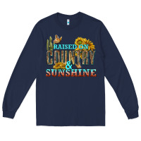 Navy Raised on Country and Sunshine Long Sleeve Tee - texasbilliewilder