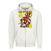 Oatmeal Heather Mardi Gras Crawfish dude Zipper Hoodie - FaDigitalArtStudio