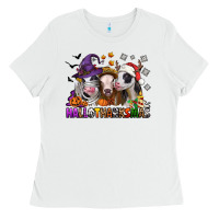 White Happy Hallothanksmas heifers Ladies Tee - NancyCooperArtShop