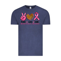 Vintage Denim Peace Love Cure Breast Cancer Vintage Tee - RanaPortraitStore