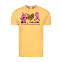Vintage Mustard Peace Love Cure Breast Cancer Vintage Tee - RanaPortraitStore