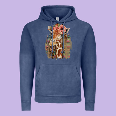 Giraffe With Floral Vintage Hoodie Designed By Bettercallsaul