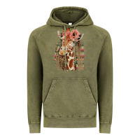 Vintage Olive Giraffe with Floral Vintage Hoodie - Bettercallsaul