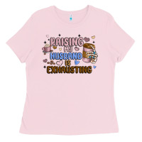 Bubblegum Pink raising my husband is exhausting Ladies Tee - MaliasSmallBusiness