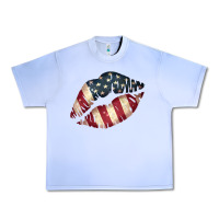 Grape Ice Vintage American Flag Lips Urban Heavy Tee - Bettercallsaul