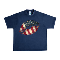 Navy Vintage American Flag Lips Urban Heavy Tee - Bettercallsaul