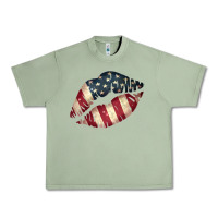 Oil Green Vintage American Flag Lips Urban Heavy Tee - Bettercallsaul