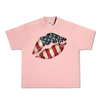 Salmon Vintage American Flag Lips Urban Heavy Tee - Bettercallsaul