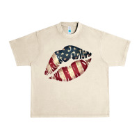 Sandshell Vintage American Flag Lips Urban Heavy Tee - Bettercallsaul