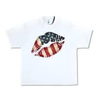 White Vintage American Flag Lips Urban Heavy Tee - Bettercallsaul