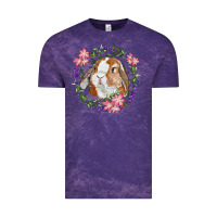 Cloud Purple Bunny Face With Floral Wreath Vintage Tee - RanaPortraitStore