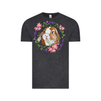 Vintage Black Bunny Face With Floral Wreath Vintage Tee - RanaPortraitStore