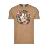 Vintage Coffee Bunny Face With Floral Wreath Vintage Tee - RanaPortraitStore