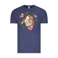 Vintage Denim Bunny Face With Floral Wreath Vintage Tee - RanaPortraitStore