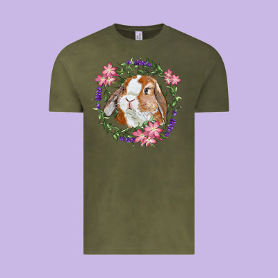 Bunny Face With Floral Wreath Vintage Tee Designed By Ranaportraitstore
