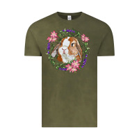 Vintage Olive Bunny Face With Floral Wreath Vintage Tee - RanaPortraitStore