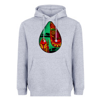 Heather Grey african masks teardrop  3 Heavyweight Hoodie - BundleAndBundleShop