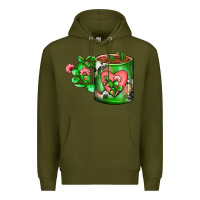 Army Green Cactus Coffee cup Premium Hoodie - FaDigitalArtStudio