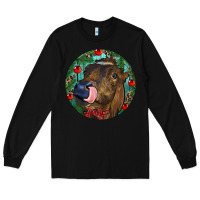 Black Longhorn Cow Christmas Long Sleeve Tee - RanaPortraitStore