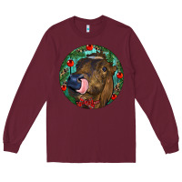 Burgundy Longhorn Cow Christmas Long Sleeve Tee - RanaPortraitStore