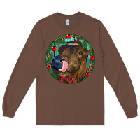 Chestnut Longhorn Cow Christmas Long Sleeve Tee - RanaPortraitStore