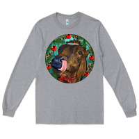 Heather Grey Longhorn Cow Christmas Long Sleeve Tee - RanaPortraitStore