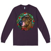 Plum Longhorn Cow Christmas Long Sleeve Tee - RanaPortraitStore