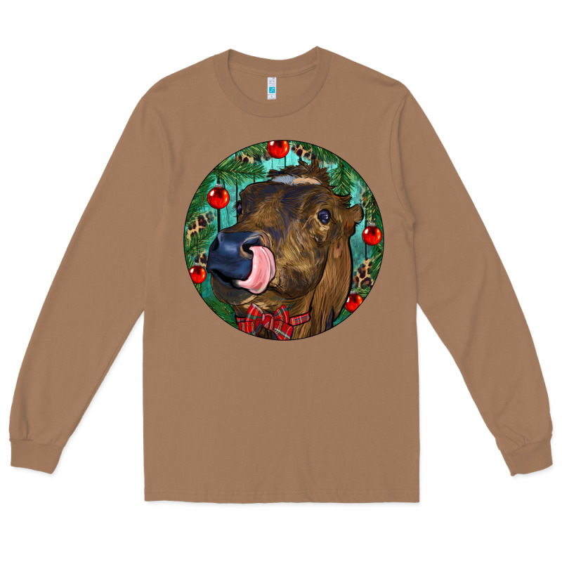 Longhorn Cow Christmas Long Sleeve Tee by RanaPortraitStore | Teevron