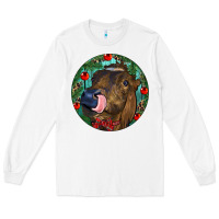 White Longhorn Cow Christmas Long Sleeve Tee - RanaPortraitStore