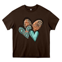 Chocolate Brown western love hearts Heavy Core Tee - MaliasSmallBusiness