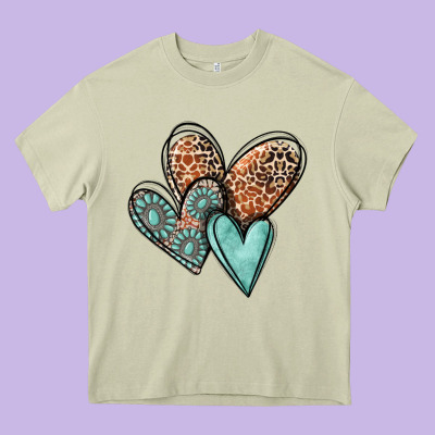 Western Love Hearts Heavy Core Tee Designed By Maliassmallbusiness