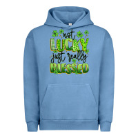 Pigment Pebble Blue not lucky just really blessed Urban Hoodie - Artiststas