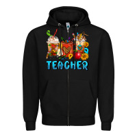 Black Teacher Coffee Cups Zipper Hoodie - FaDigitalArtStudio