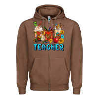 Chestnut Teacher Coffee Cups Zipper Hoodie - FaDigitalArtStudio