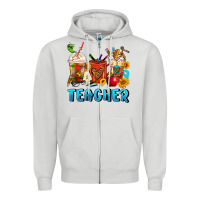 Dove Grey Teacher Coffee Cups Zipper Hoodie - FaDigitalArtStudio