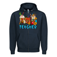 Navy Teacher Coffee Cups Zipper Hoodie - FaDigitalArtStudio