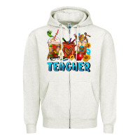 Oatmeal Heather Teacher Coffee Cups Zipper Hoodie - FaDigitalArtStudio